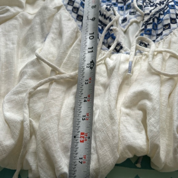 Free People Blouse with Blue Accents Size Small - Picture 10 of 12